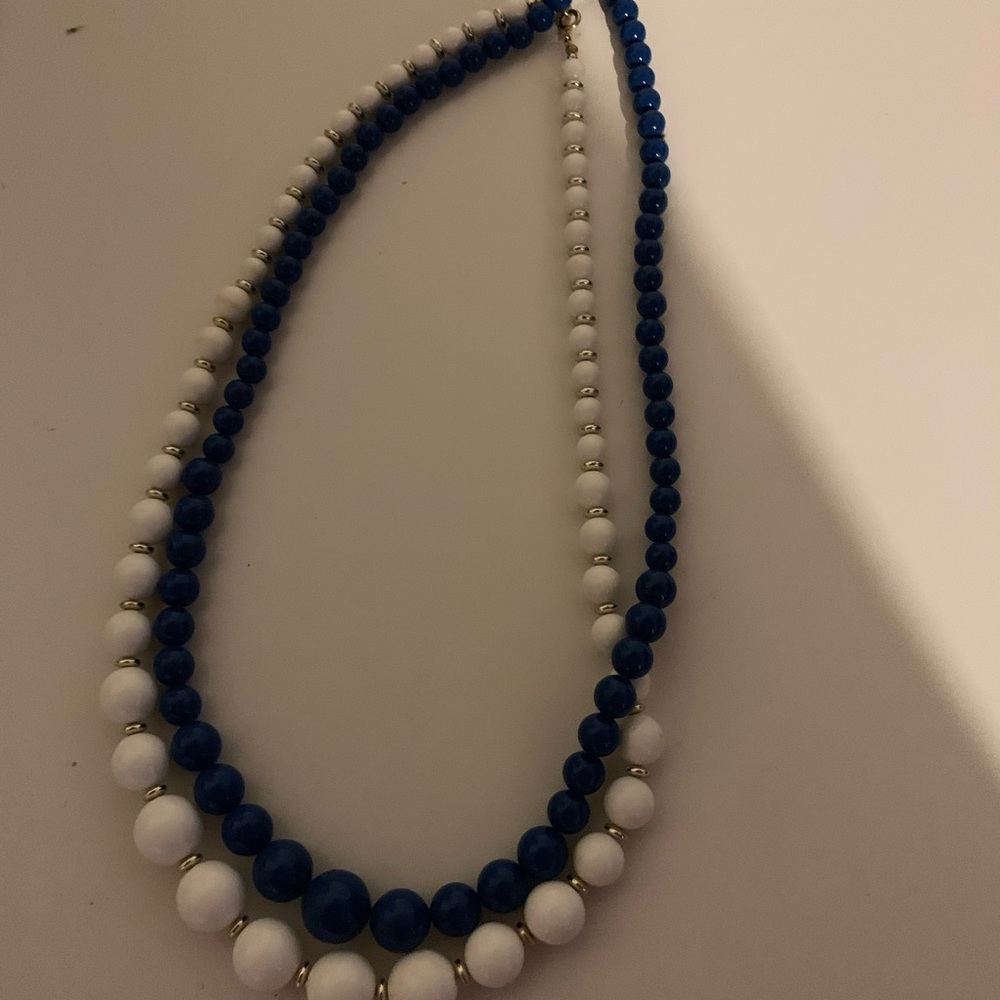 Blue and White Bead Necklaces - Vintage 80’s - Picture 3 of 3